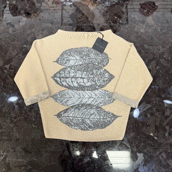 😍OMG! Sarah Pacini Knit One Size Top Oatmeal - Picture 1 of 1